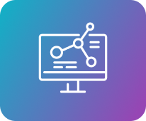 White analytics dashboard icon on blue-purple gradient background