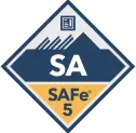SAFe 5 certification badge with white 