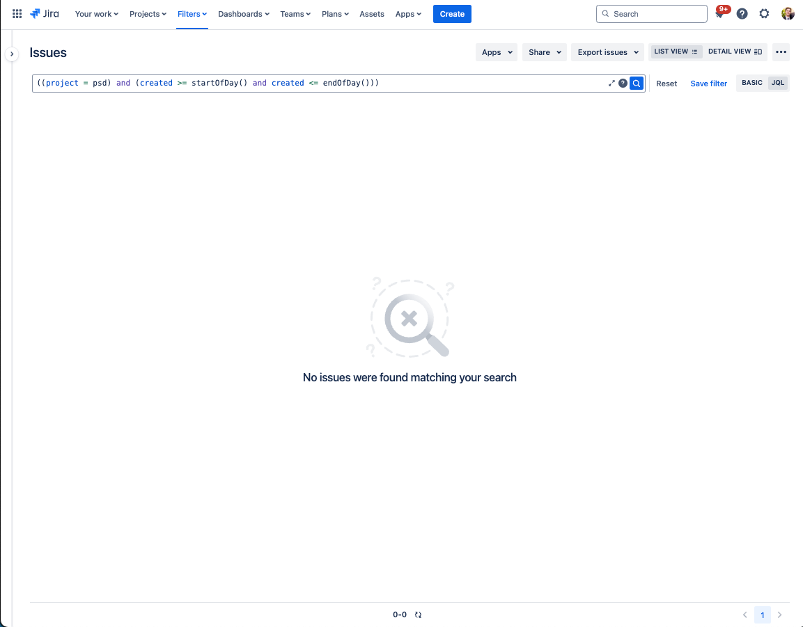 Website page displaying a magnifying glass icon with the text