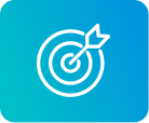 Gear with check mark and arrows, inside a turquoise circle.