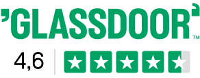 Glassdoor logo with a 4.6-star rating out of five stars.