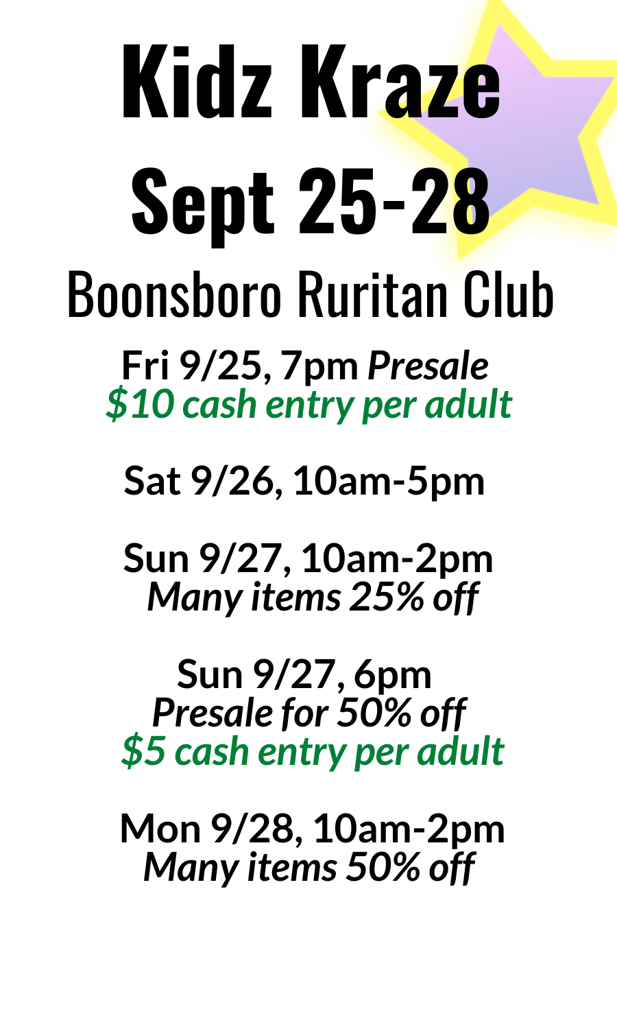 Kidz Kraze Consignment Event Schedule