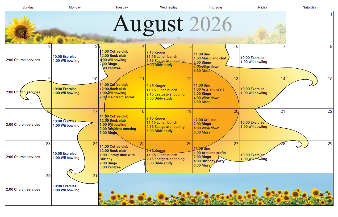 August Calendar