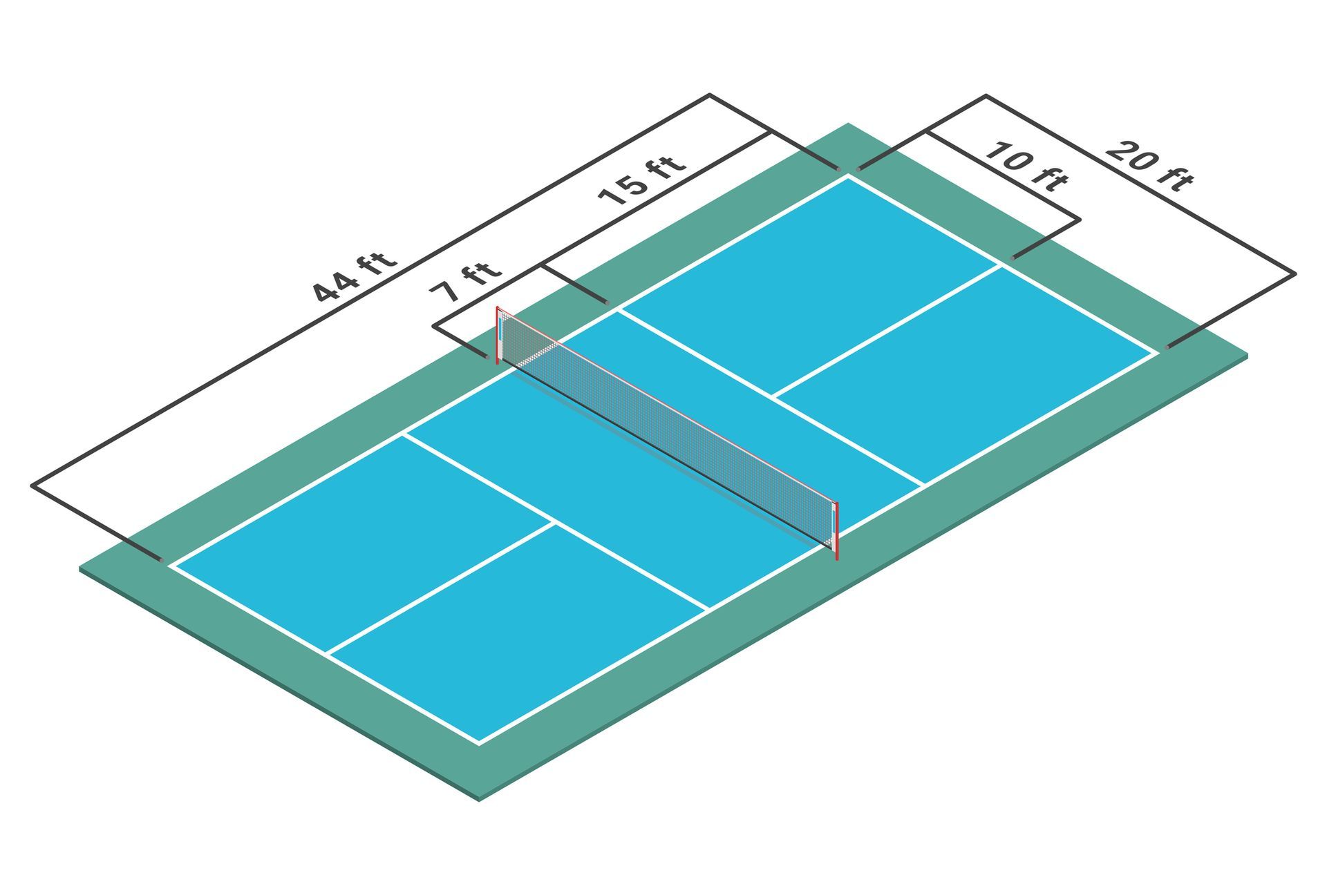 Pickleball Court Isometric Diagram — Deal, NJ — Supreme Kourts, LLC