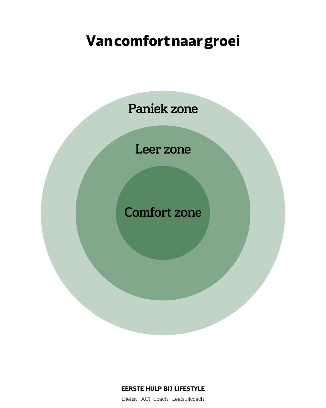 Diagram: Concentric circles representing zones of comfort, learning, and panic.