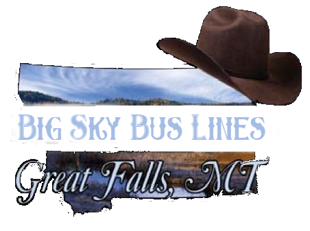 Big Sky Bus Lines logo with a cowboy hat and “Great Falls, MT” text