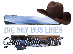 Big Sky Bus Lines logo with a cowboy hat and “Great Falls, MT” text