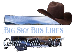 Big Sky Bus Lines logo with a cowboy hat and “Great Falls, MT” text