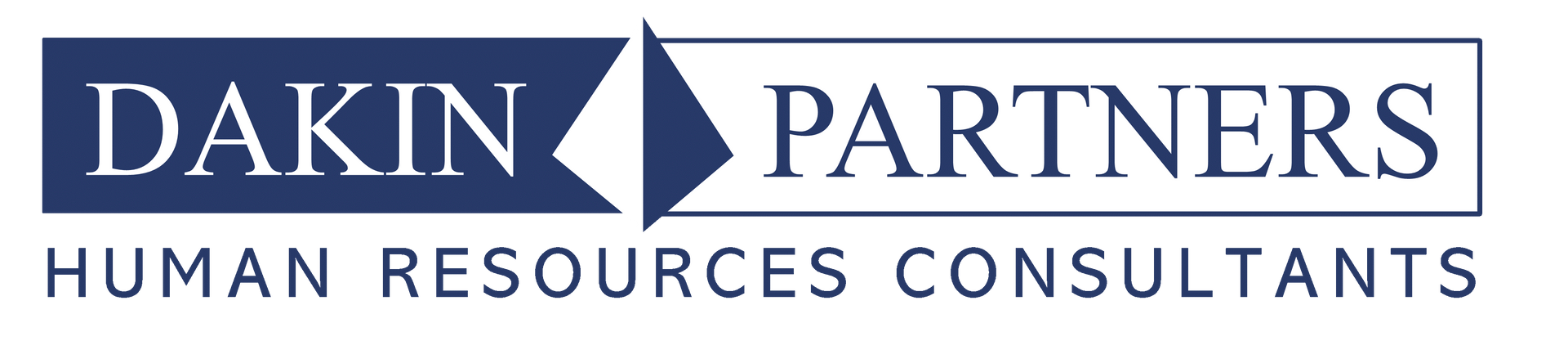 Logo for Dakin Partners, a human resources consulting firm. Navy blue and white color scheme.