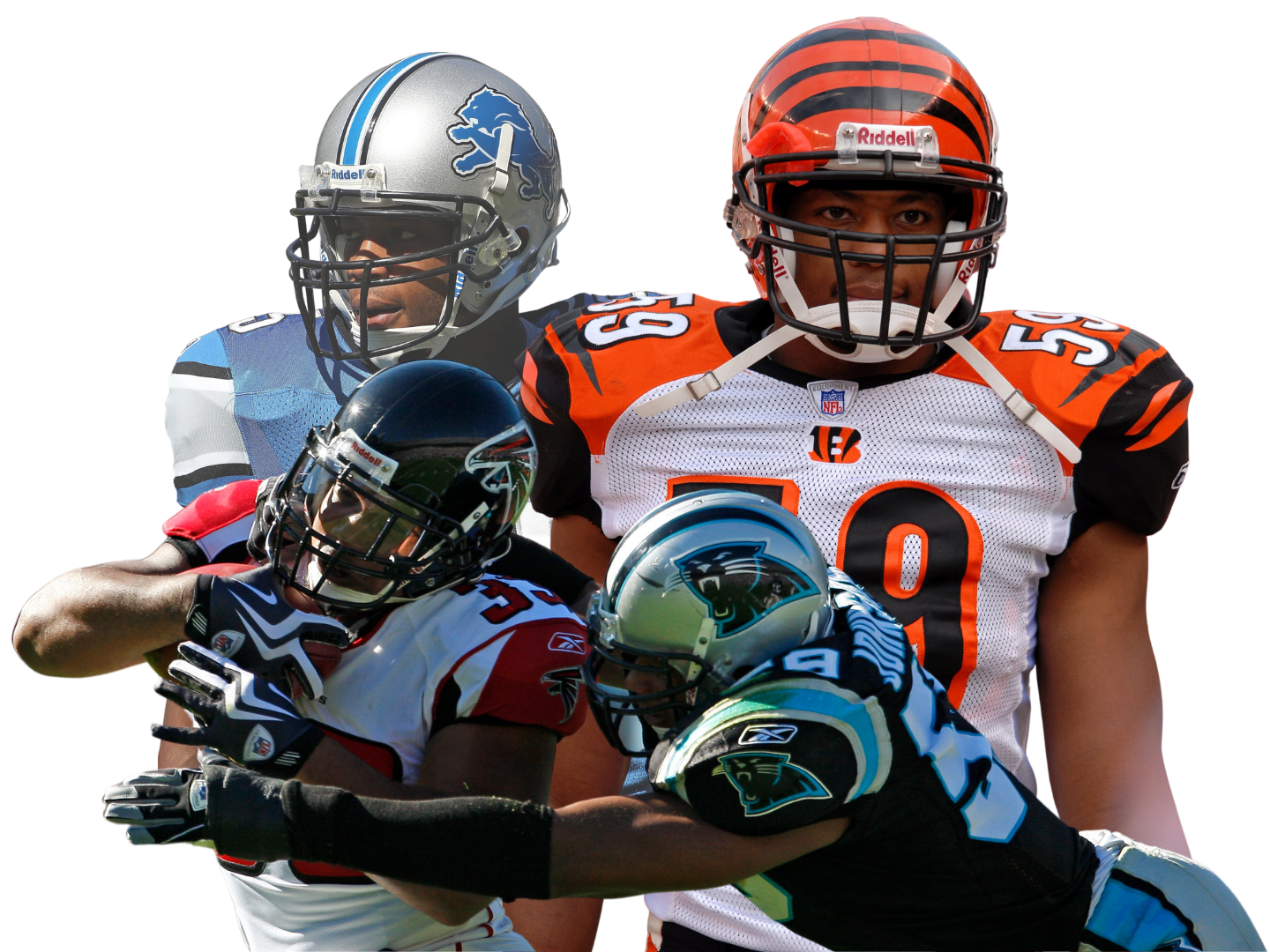 Collage of Trainer Landon Johnson collage on the Bengals, Panthers and Lions