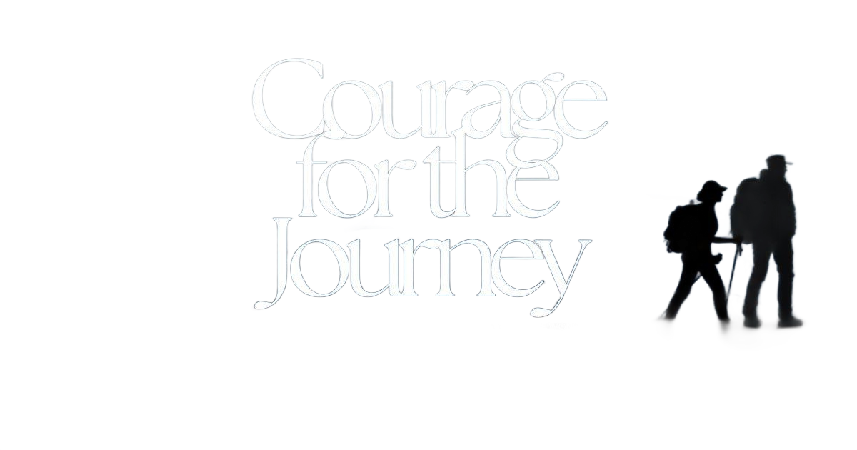 White logo reading “Couples Therapy Journey” with black silhouettes of two people walking on the right