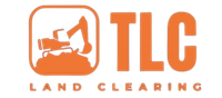 Orange TLC Land Clearing logo with excavator icon and text