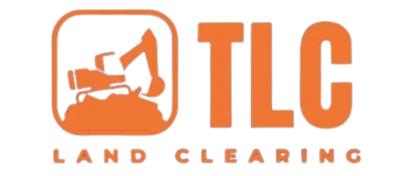 Orange TLC Land Clearing logo with excavator icon and text