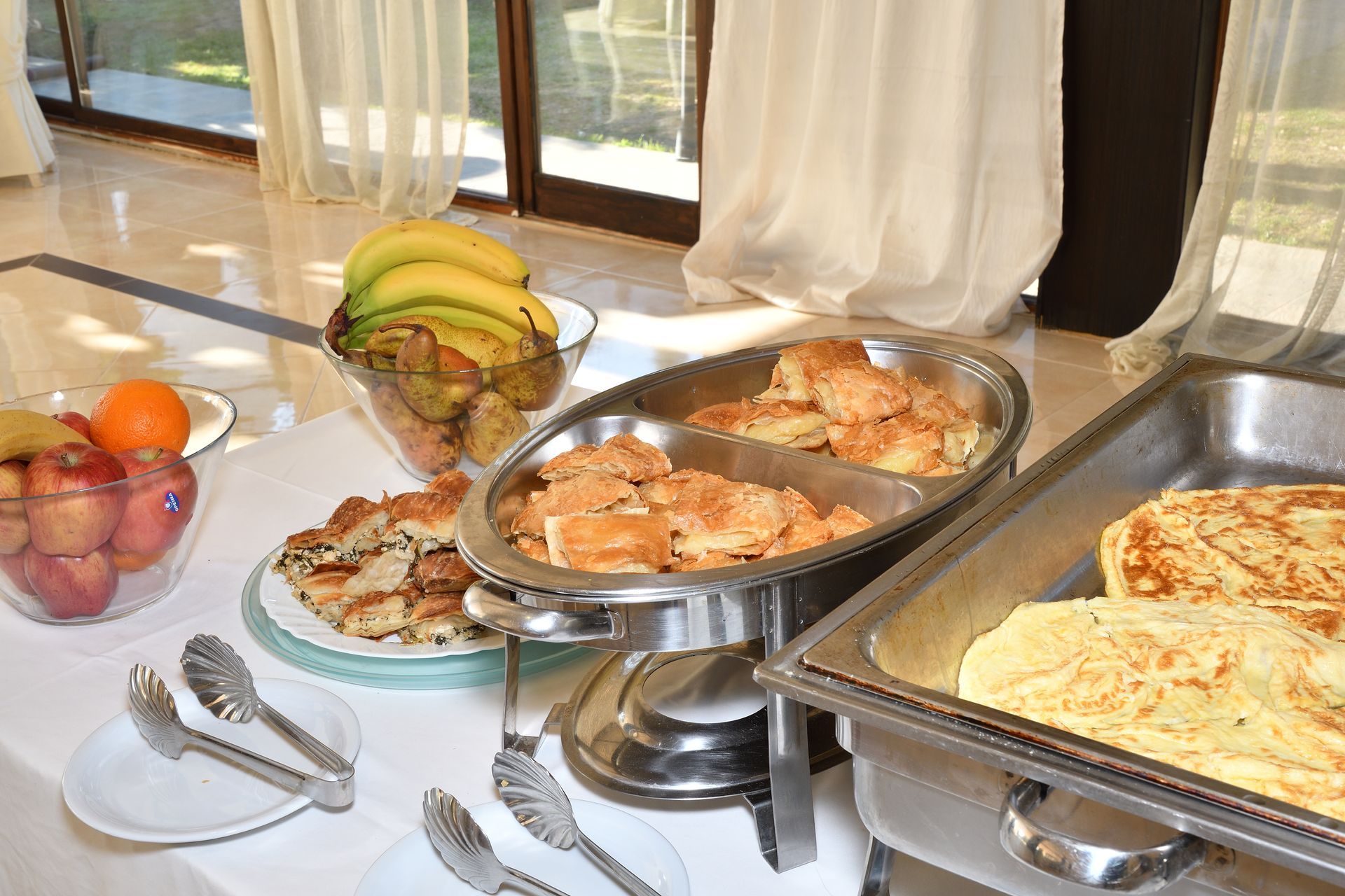 There are many different types of food on the table.