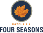 The logo for the hotel four seasons has a maple leaf on it.