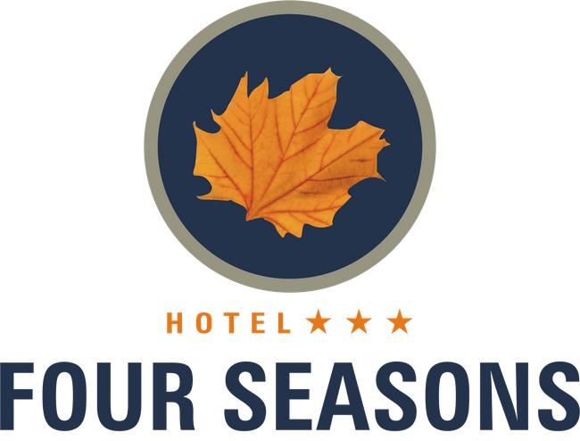 The logo for the hotel four seasons has a maple leaf on it.