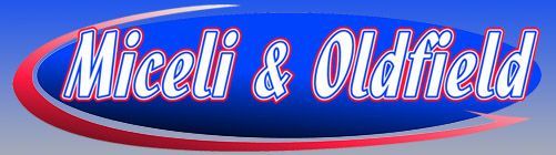 A blue and red logo for miceli & oldfield