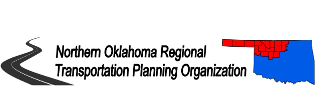logo of the northwest oklahoma regional transportation planning orginaztion that includes the state shape of oklahoma and the counties in the region highlighted to show the location of that agency.