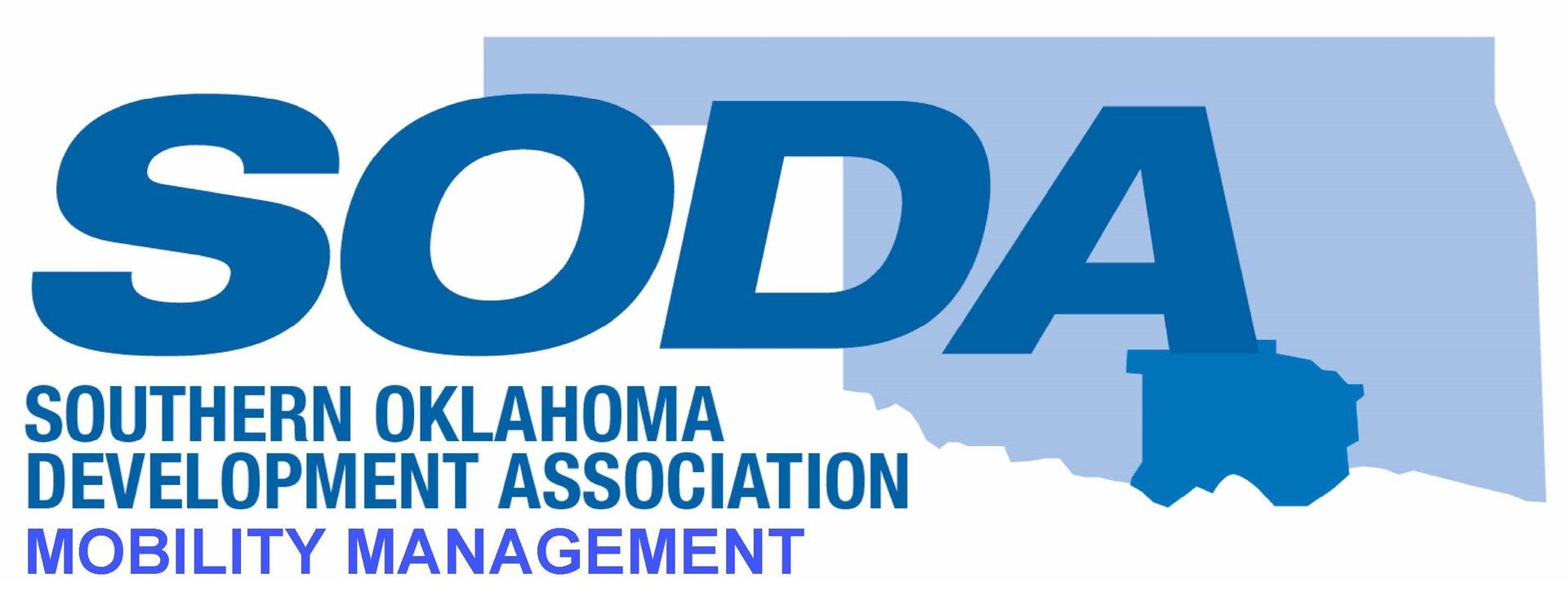 logo of the southern oklahoma regional transportation planning orginaztion that includes the state shape of oklahoma and the counties in the region highlighted to show the location of that agency.