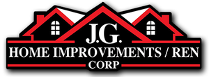 Logo for J.G. Home Improvements / Ren Corp. with a house icon in red and black.