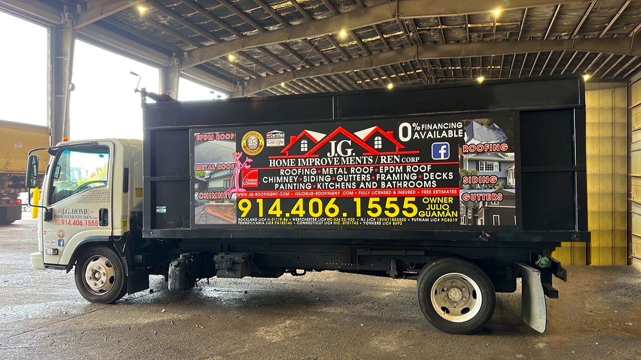 Dump truck with advertising for 