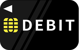 Black debit card with gold chip and