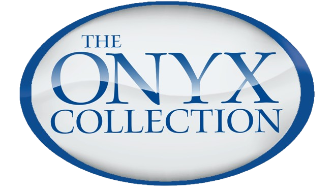 Blue oval logo reading “The Onyx Collection” on a white background
