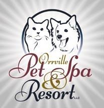 Logo for Orrville Pet Spa Resort. Features a cat and dog in a circle, with text below.