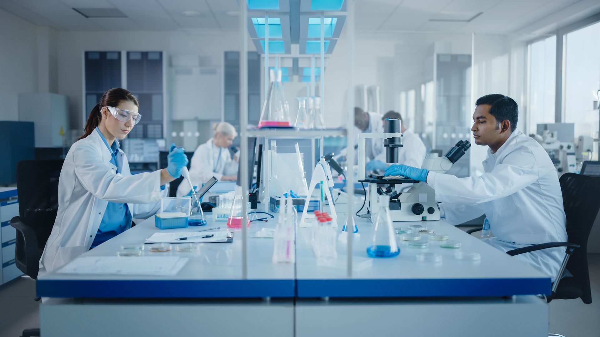 A laboratory of scientists working on an isopropyl alcohol alternative