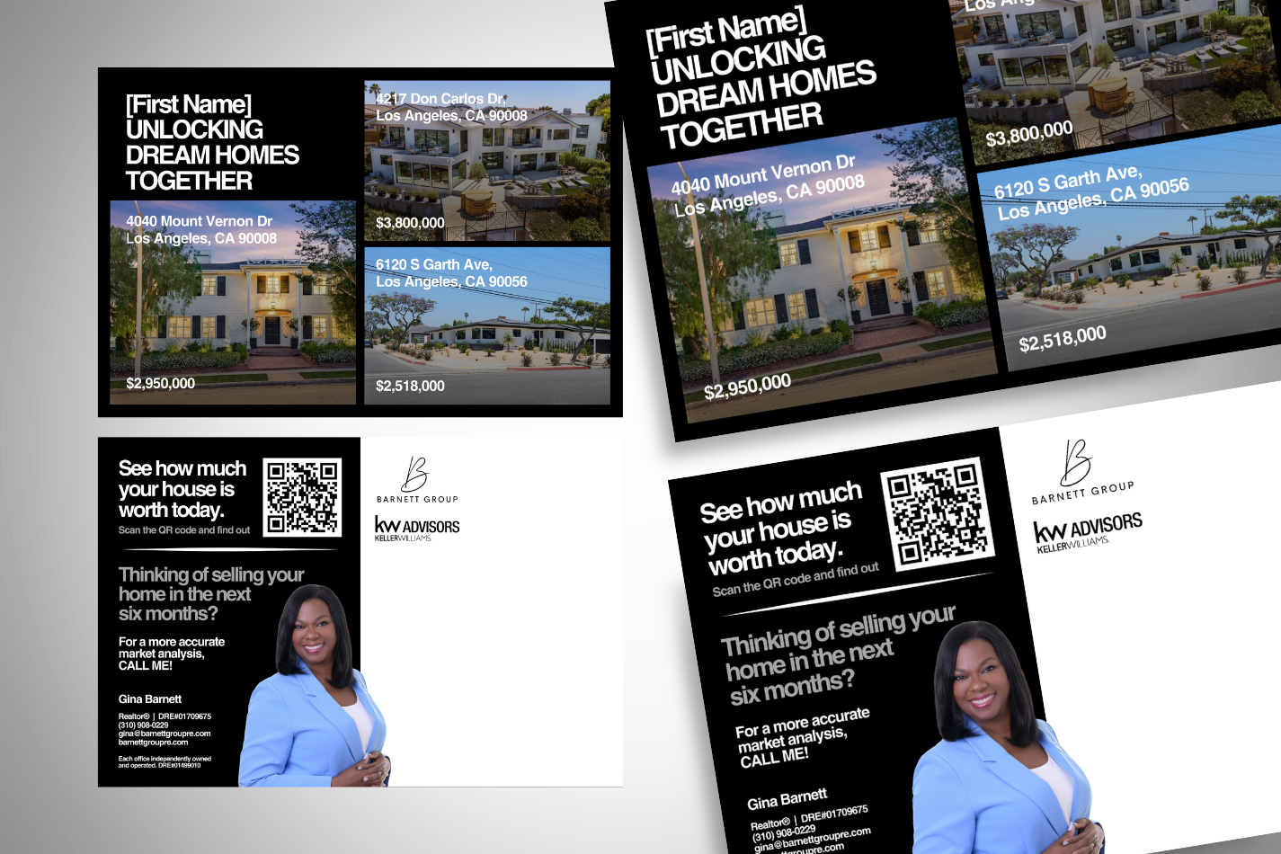 A woman in a blue shirt is on a flyer for a real estate agent.