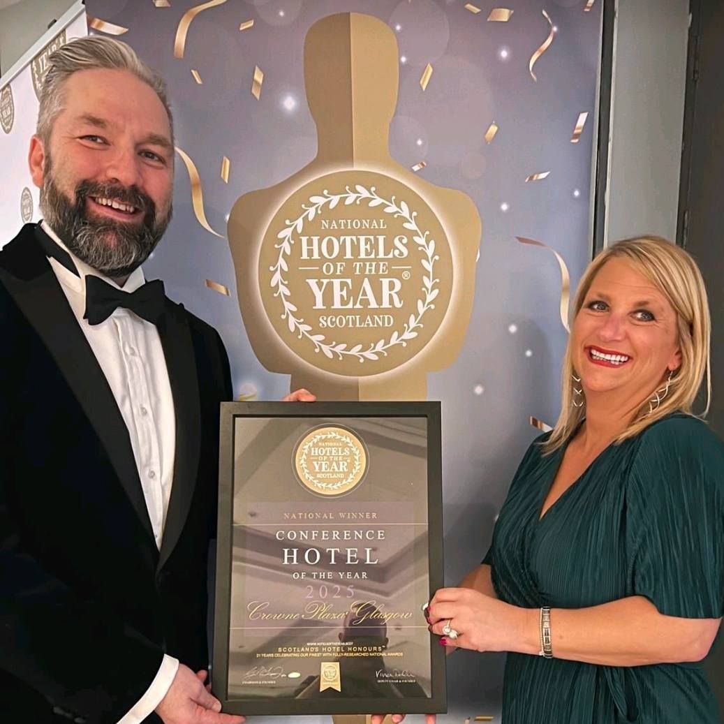 Conference Hotel of the Year 2025 - Crowne Plaza Glasgow SEC - National Winner Conference Hotel of the Year 2025 - Crowne Plaza Glasgow SEC - National Winner