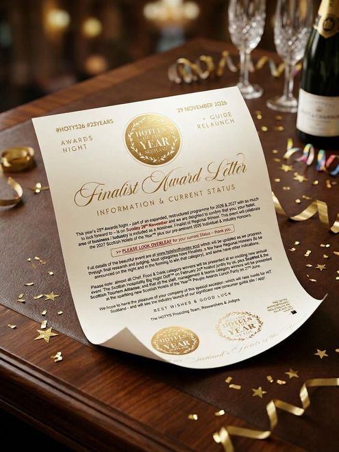 2027 Scottish Hotels of the Year Awards - Finalist Award & Status Letter