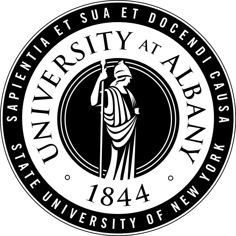 The seal of the state university of new york is black and white.