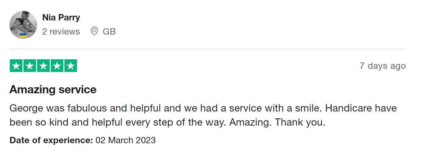Handicare Stairlift 5-star Trustpilot review