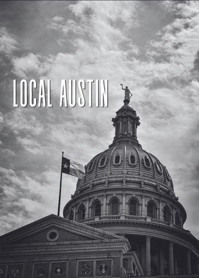 Black-and-white poster of the U.S. Capitol dome with “LOCAL AUSTIN” text