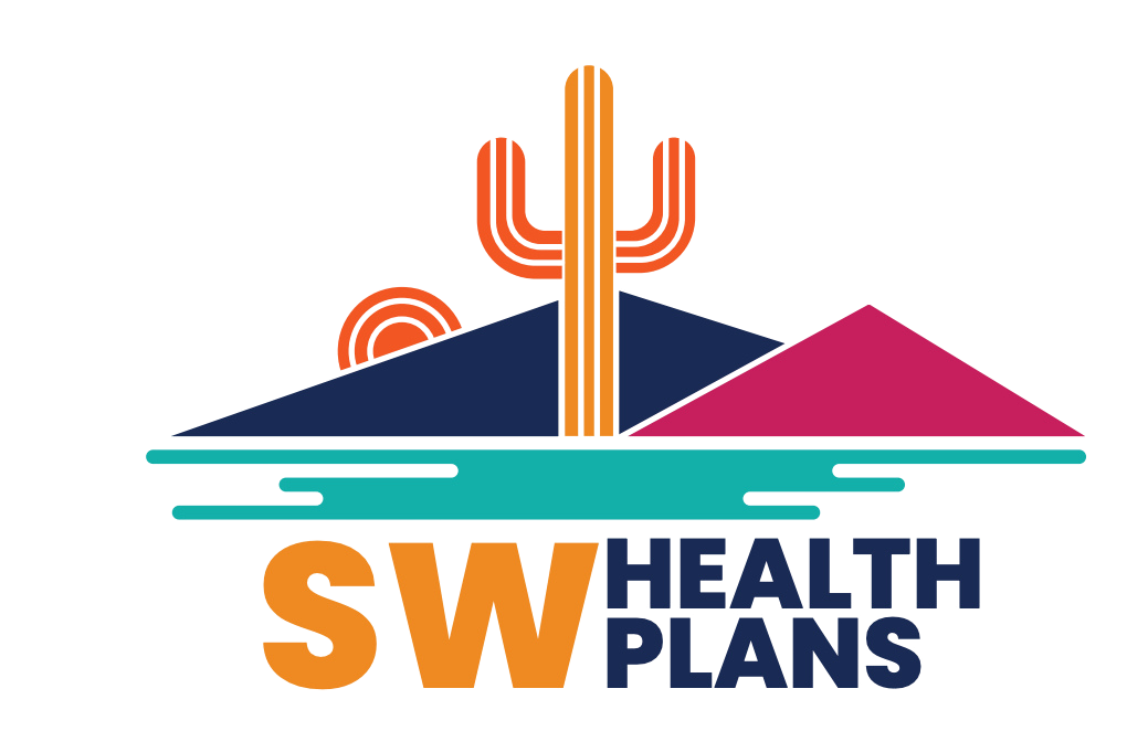 SW Health Plans logo with orange and teal desert sunrise and mountain graphic