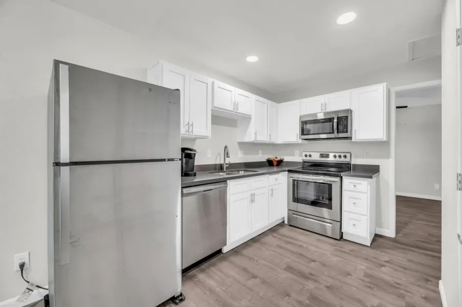 Apartment kitchen — representative home at Villa Ventura.