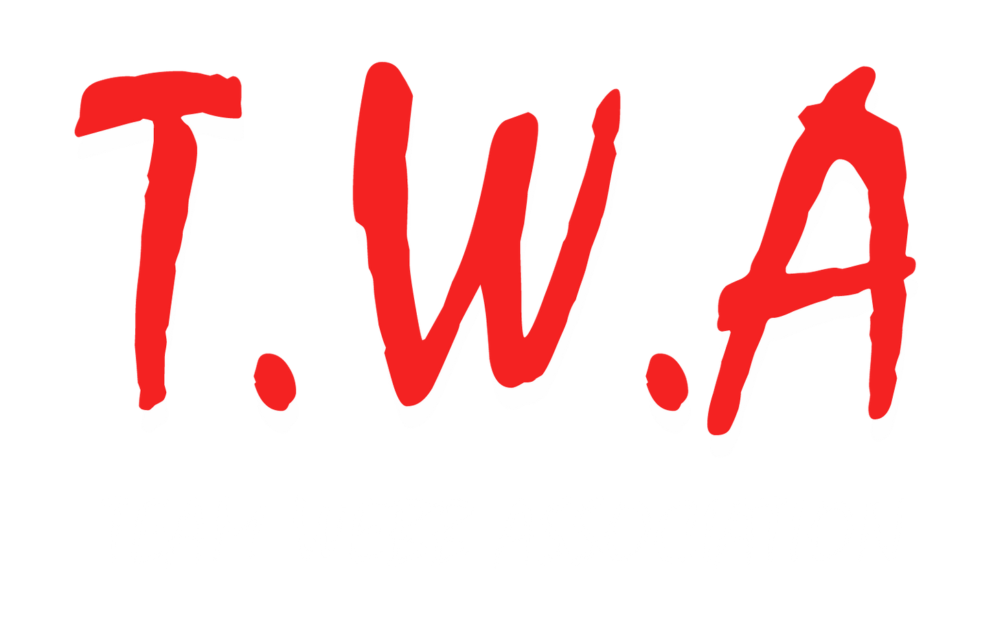 A red t.w.a logo on a white background