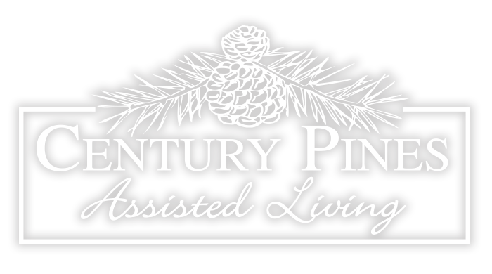 Best Assisted Living Memory Care Communities Serving Springfield, Nixa, Ozark, MO & Beyond Century Pines logo in white | Top assisted living memory care apartments near Springfield, MO
