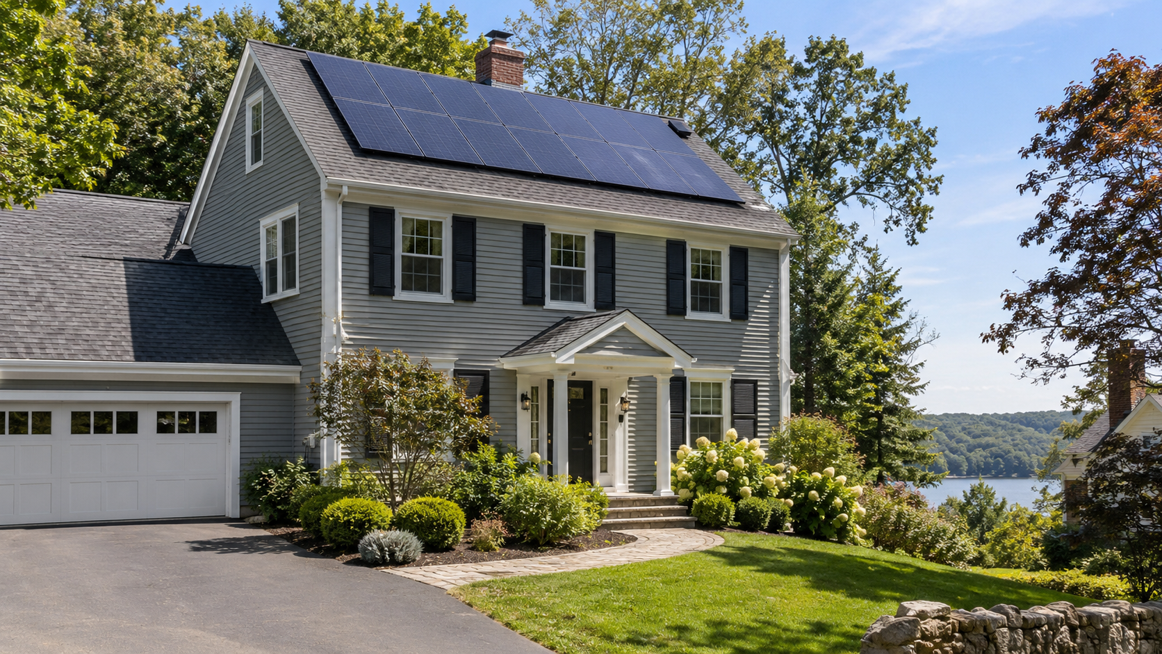 Connecticut home with rooftop solar panels installed
