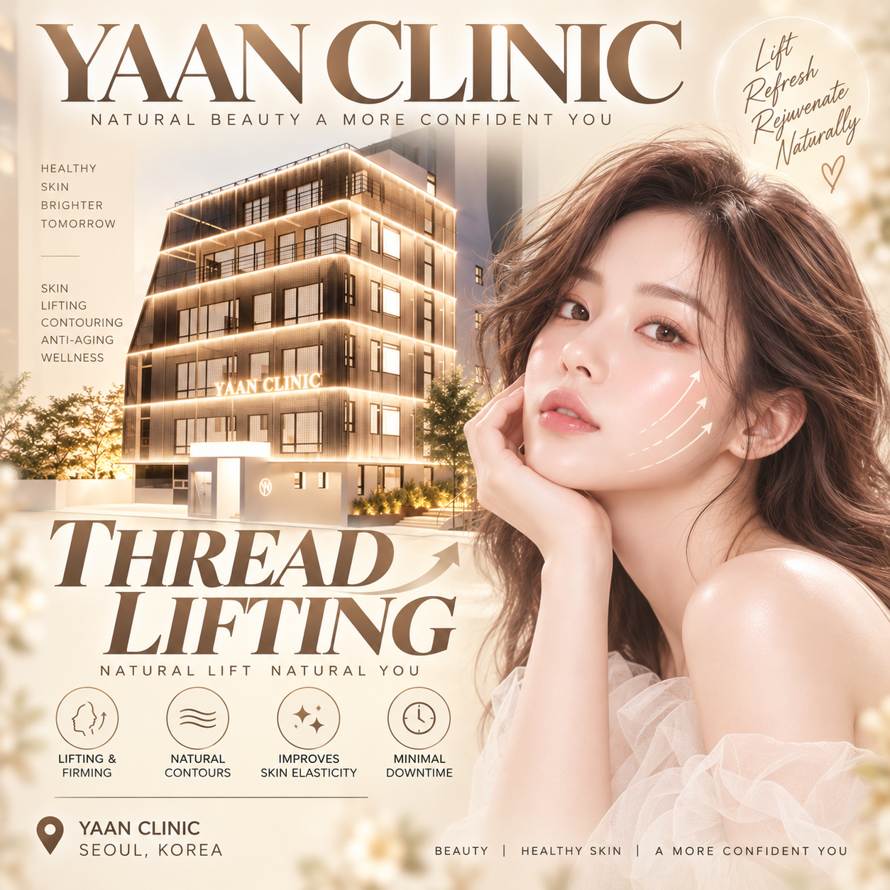 首爾YAAN Clinic提供打造自然臉部輪廓的埋線拉提