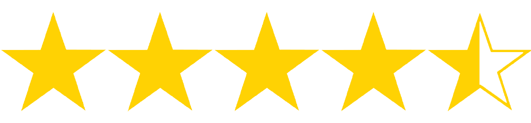 A row of yellow stars on a white background.
