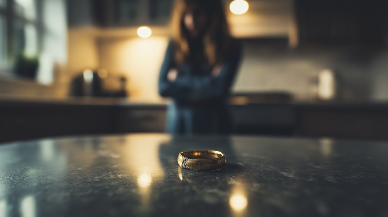Broken Wedding Ring on Kitchen Counter