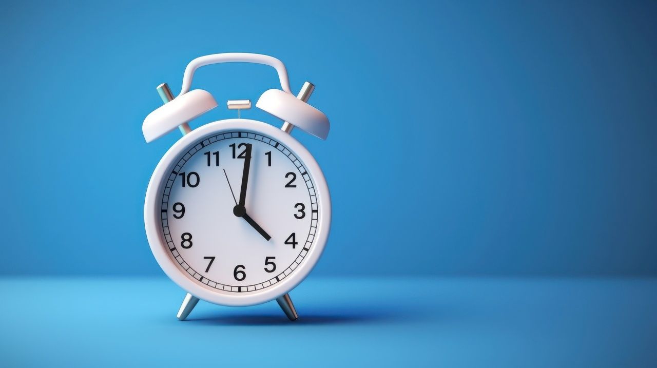 alarm clock with a blue background