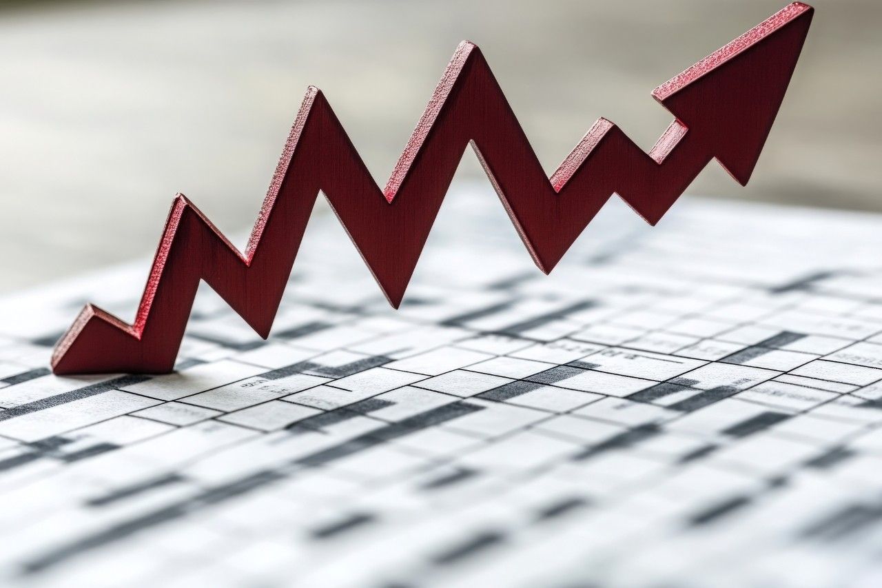 a red arrow on an upward trend