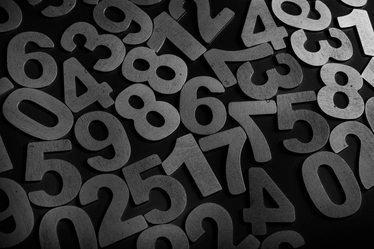 numbers on black background