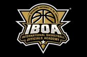 IBOA (International Basketball Officials Academy) Inc. logo in gold and black with basketball emblem.