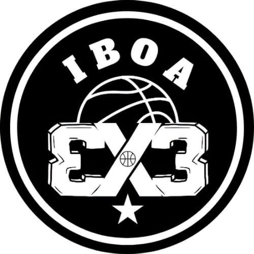 IBOA 3x3 circular logo featuring a basketball, and bold text