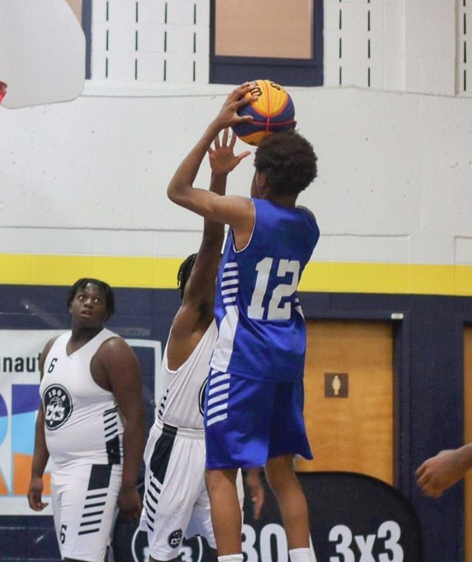 IBOA 3x3 youth player taking a jump shot during an official FIBA-endorsed game in Canada.