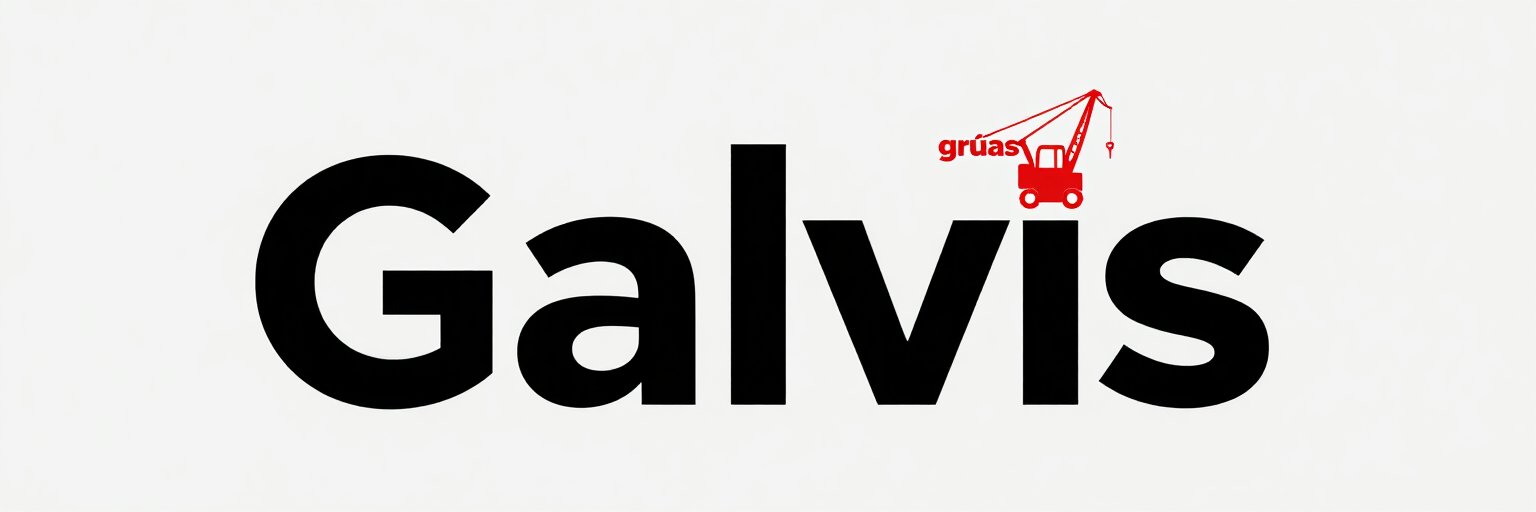 Logotipo de Galvis en texto negro con una grúa roja encima de la i
